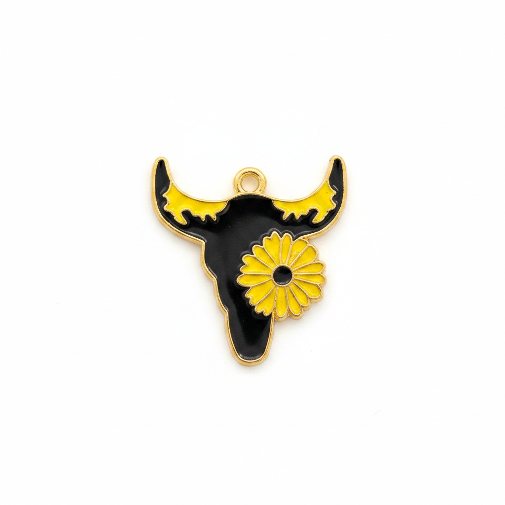 Bull Skull Sunflower Charm