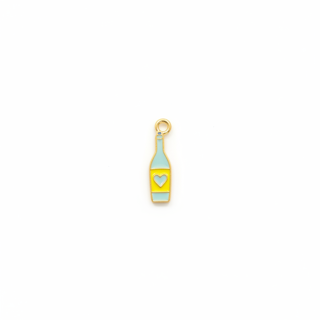 Champagne Bottle Charm - Light Blue