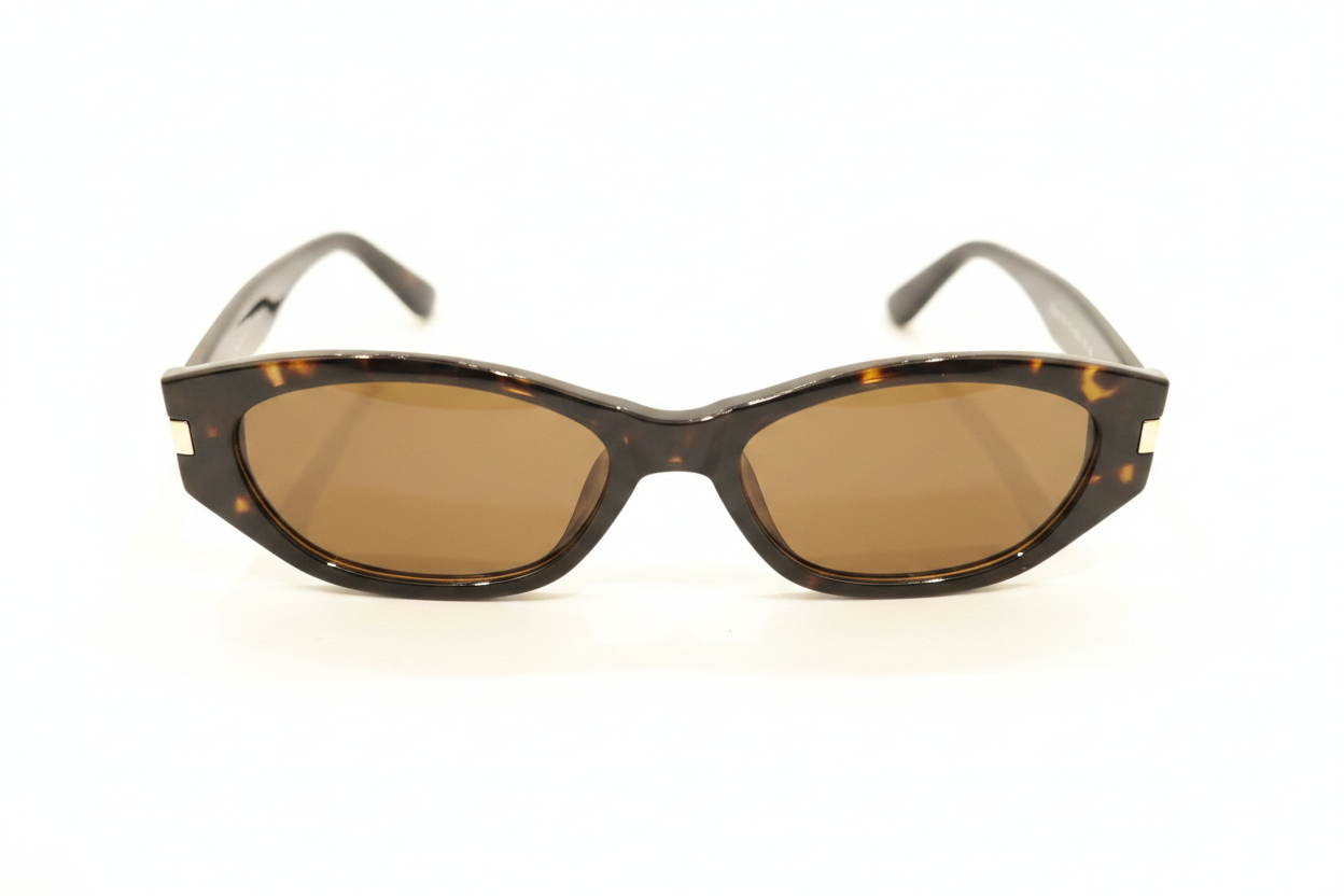 Dark tortoise sunglasses on white background