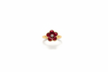 Deep Red Flower Ring on White Background