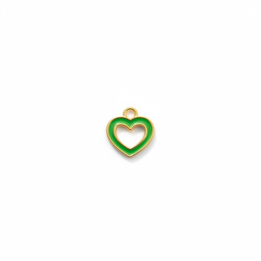 Green Heart Charm White Background