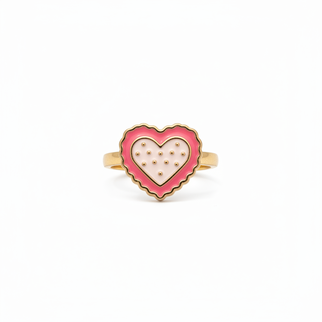 Heart Enamel Ring - Straight Studio Shot