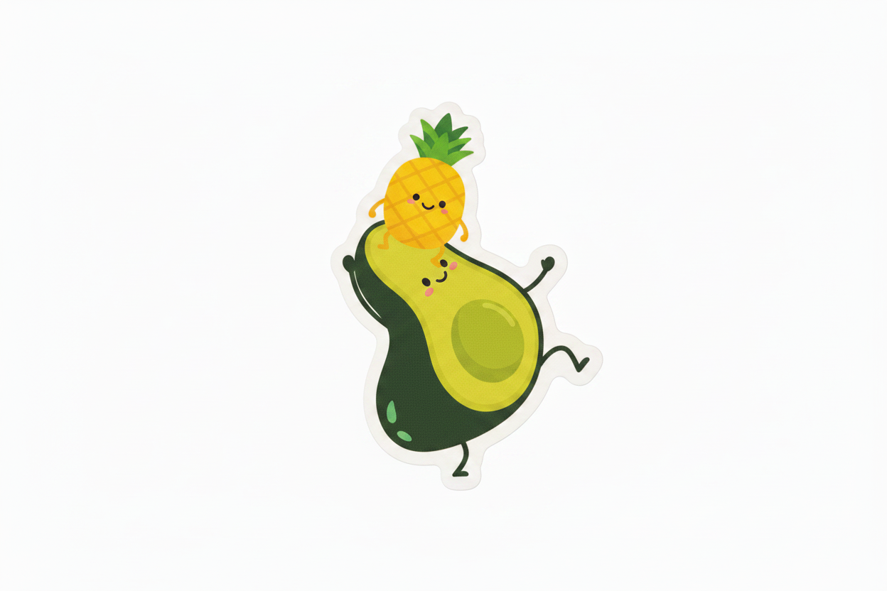 Kawaii Avocado & Pineapple Sticker