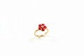 Red Flower Ring Straight On White Background