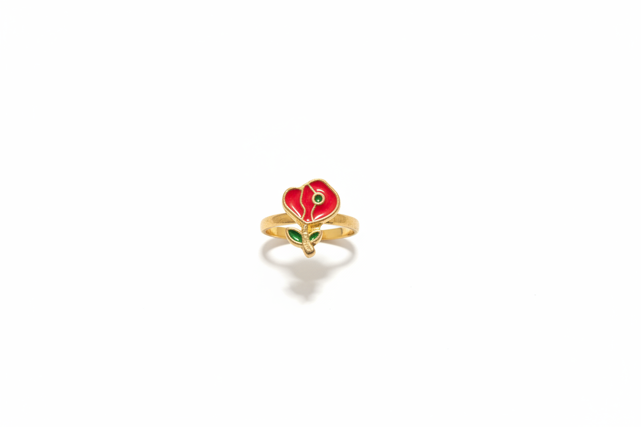 Red Rose Ring on White Background