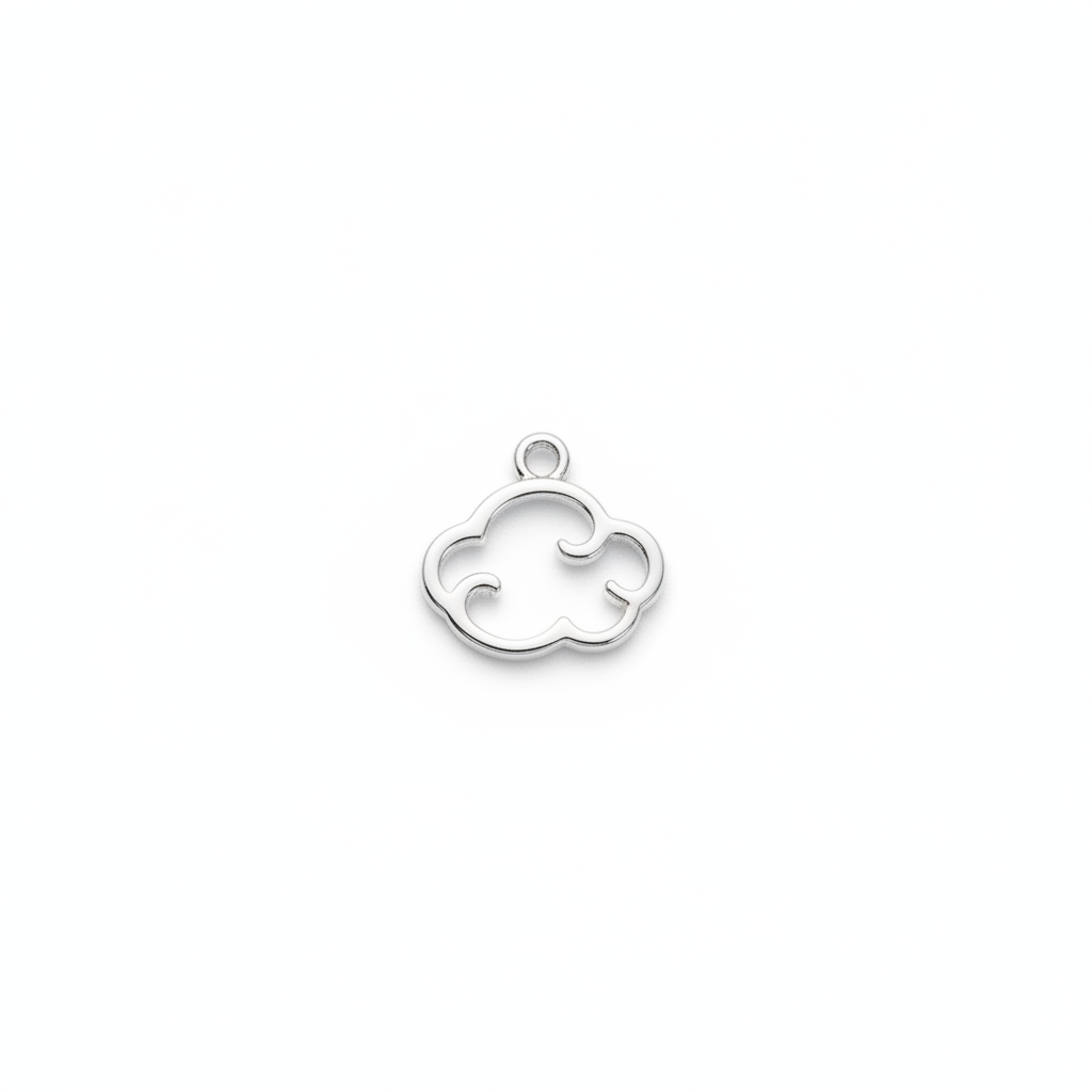Silver cloud charm on white background