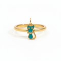 Teal Cat Attachable Charm Ring