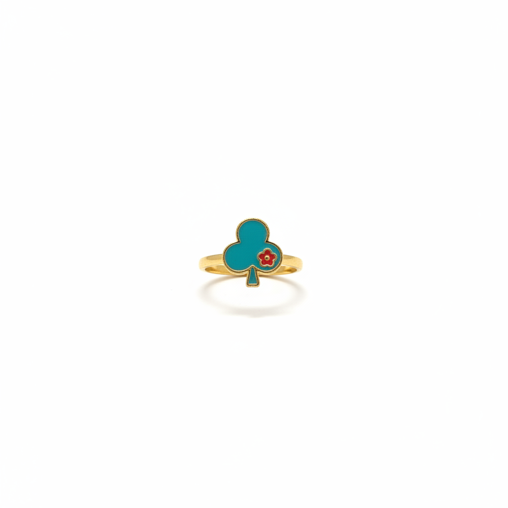 Teal Clover Ring - White Background
