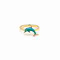 Teal Dolphin Attachable Charm Ring