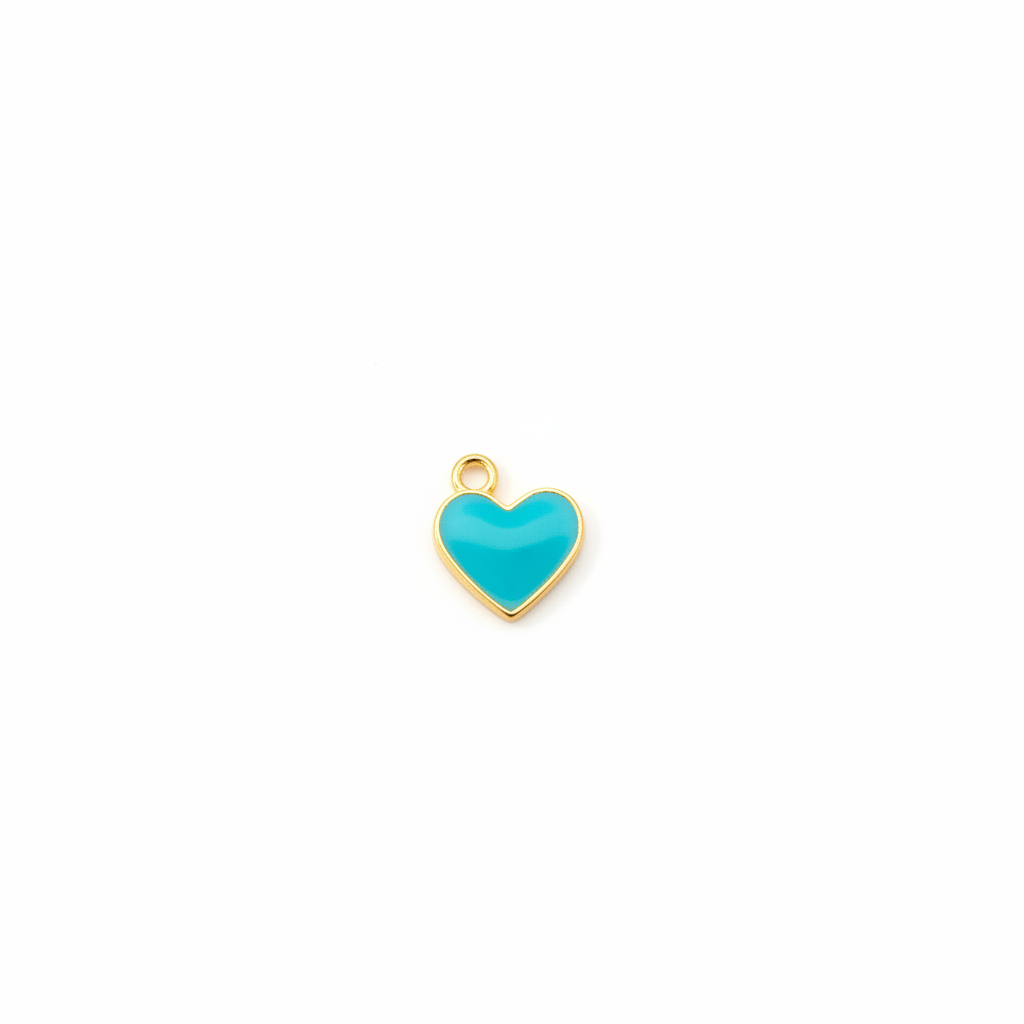 Turquoise Heart Charm - White Background