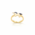 White & Navy Unicorn Charm Ring